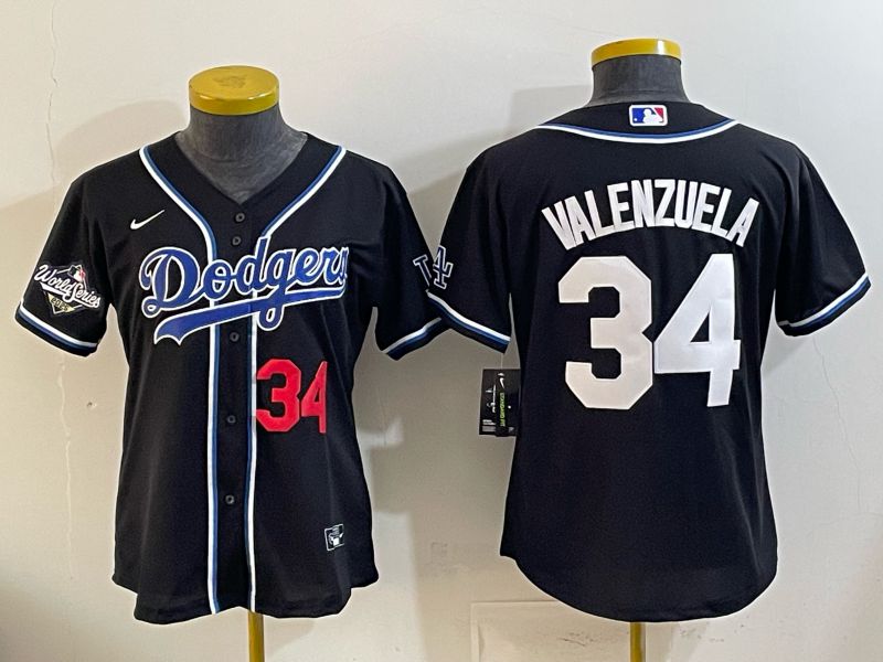 Women Nike 2026 Los Angeles Dodgers #34 Valenzuela Black Game MLB Jersey 05